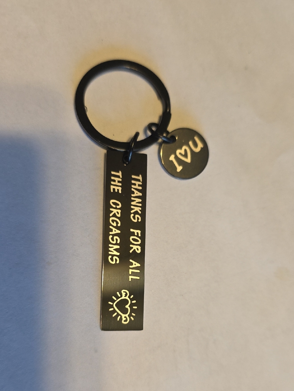 Black Engraved Keychain "Thanks For All The Orgasms"